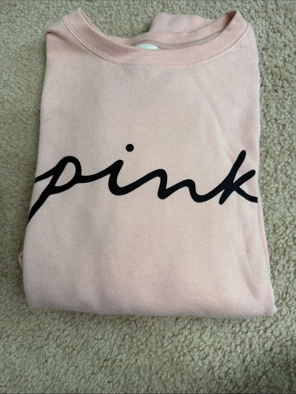 PINK Victoria's Secret Light Pink Crewneck Sweatshirt with Black Script